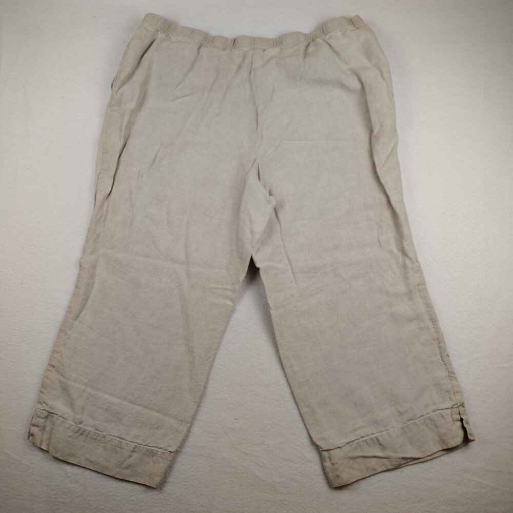 J. Jill Linen Wide Leg Pants Womens XL Beige Cropped Capri - Picture 2 of 6